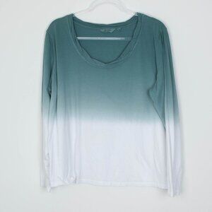 Candace Cameron Bure Womens Dip Dye Ombre Long Sleeve Top Size L Lagenlook Boho